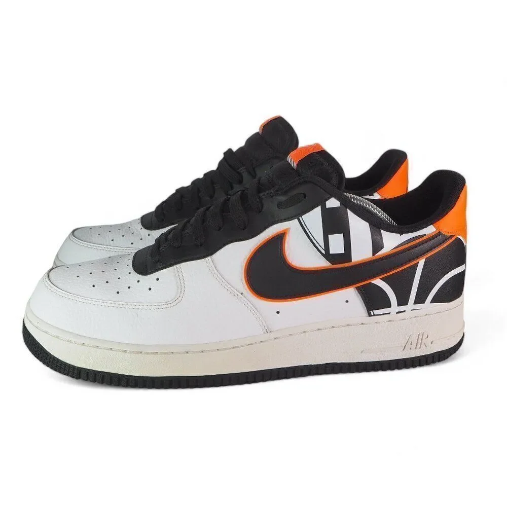 Nike Air Force 1‎ '07 LV8 'White Black Orange' Sneakers 823511-104 Men's 12